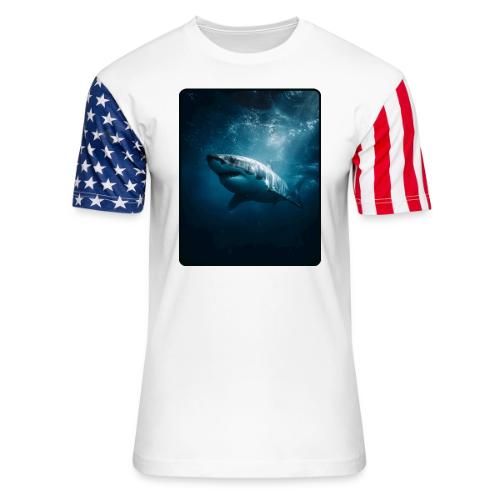 Great White Shark Ocean Design - Unisex Stars & Stripes T-Shirt