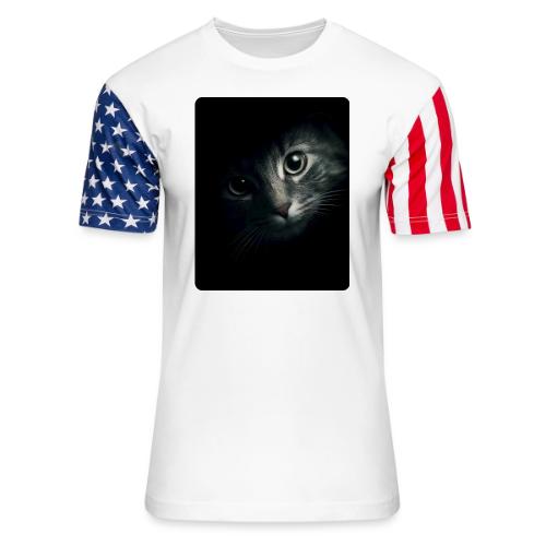 Cat Face in Shadow Close-Up Design - Unisex Stars & Stripes T-Shirt