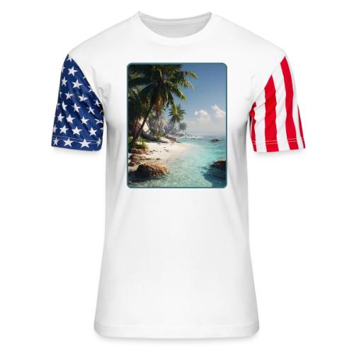 Tropical Beach Paradise Palm Design - Unisex Stars & Stripes T-Shirt