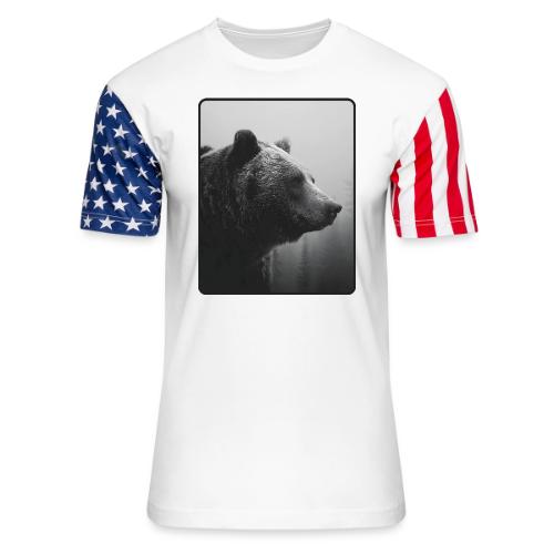 Grizzly Bear Black White Portrait Design - Unisex Stars & Stripes T-Shirt