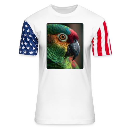 Colorful Parrot Close-Up Design - Unisex Stars & Stripes T-Shirt