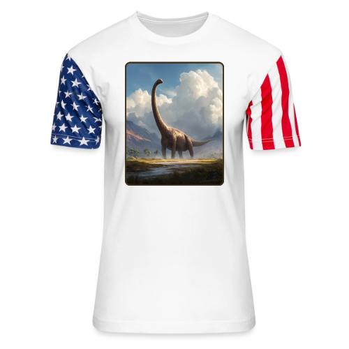 Brachiosaurus Valley Landscape Design - Unisex Stars & Stripes T-Shirt