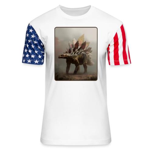 Stegosaurus Misty Forest Design - Unisex Stars & Stripes T-Shirt