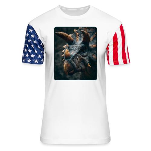 Triceratops Detailed Portrait Design - Unisex Stars & Stripes T-Shirt