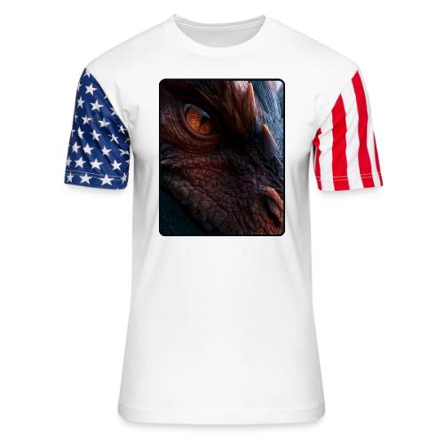 Fierce Ancient Dragon Portrait Design - Unisex Stars & Stripes T-Shirt