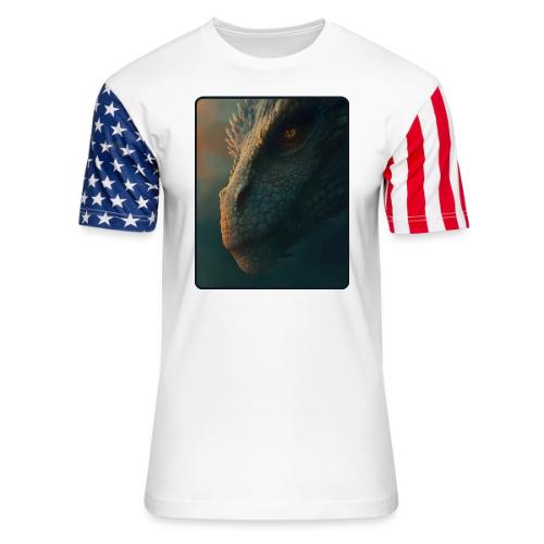 Golden Eye Dragon Close-Up Design - Unisex Stars & Stripes T-Shirt