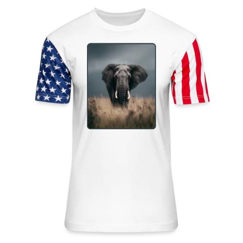 Majestic African Elephant Portrait Design - Unisex Stars & Stripes T-Shirt