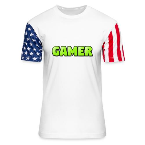 Gamer Neon Green Gaming Logo Design - Unisex Stars & Stripes T-Shirt