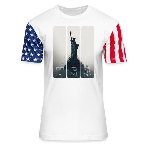 USA: Liberty Rising Over Manhattan - Unisex Stars & Stripes T-Shirt