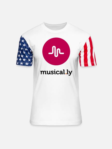 Musical.ly Logo - Unisex Stars & Stripes T-Shirt - white