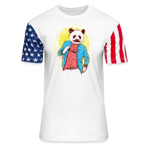 Panda Bear Movie Star - Unisex Stars & Stripes T-Shirt