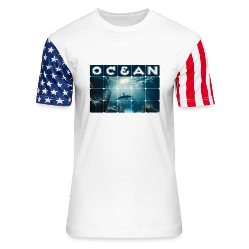 Ocean: Dolphin’s Serenity - Unisex Stars & Stripes T-Shirt