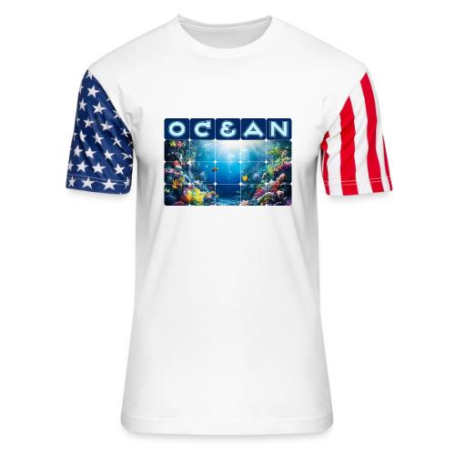 Ocean: Neon Reef Glow - Unisex Stars & Stripes T-Shirt
