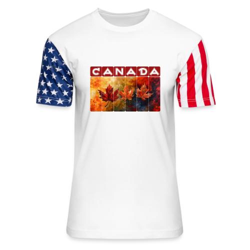 Painted Canada Leaves - Unisex Stars & Stripes T-Shirt