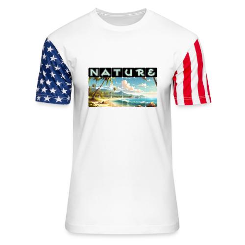 Nature: Sun-Kissed Shore - Unisex Stars & Stripes T-Shirt