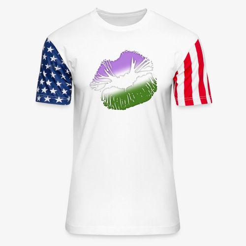 Genderqueer Pride Big Kissing Lips - Unisex Stars & Stripes T-Shirt