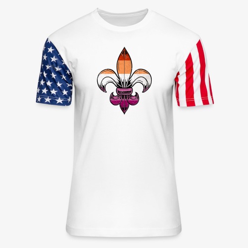 Lesbian Pride Flag Fleur de Lis - Unisex Stars & Stripes T-Shirt