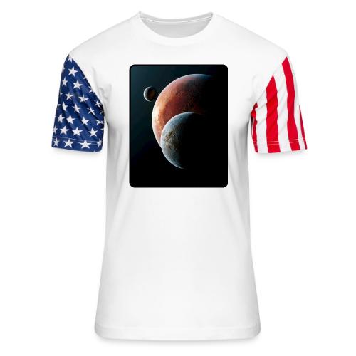 Three Planets Deep Space Design - Unisex Stars & Stripes T-Shirt