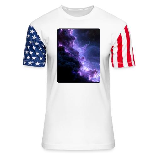 Purple Nebula Space Design - Unisex Stars & Stripes T-Shirt