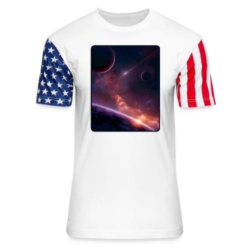 Cosmic Sunset Nebula Space Art - Unisex Stars & Stripes T-Shirt