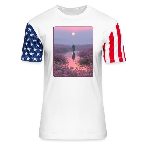 Ethereal Sunset Flower Field Art - Unisex Stars & Stripes T-Shirt