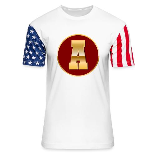 Letter A – Capital Varsity Alphabet Monogram - Unisex Stars & Stripes T-Shirt