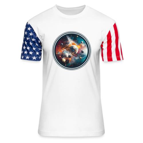Planets in Acrylic Dreams - Unisex Stars & Stripes T-Shirt