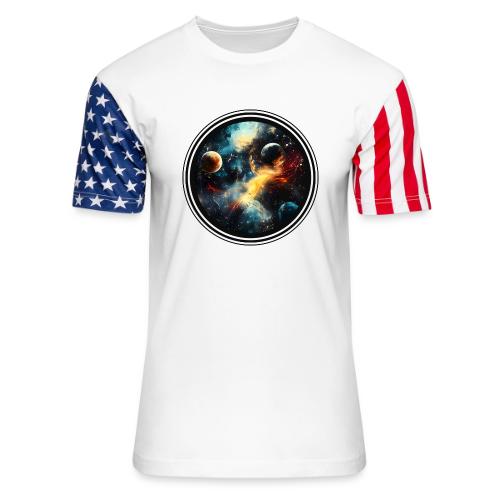Painted Cosmos of Planets - Unisex Stars & Stripes T-Shirt