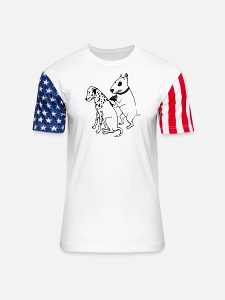 DALMATIAN DOG, TATTOO - Unisex Stars & Stripes T-Shirt - white
