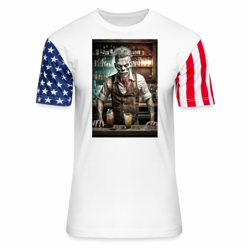 Zombie Bartender 02: Zombies In Everyday Life - Unisex Stars & Stripes T-Shirt