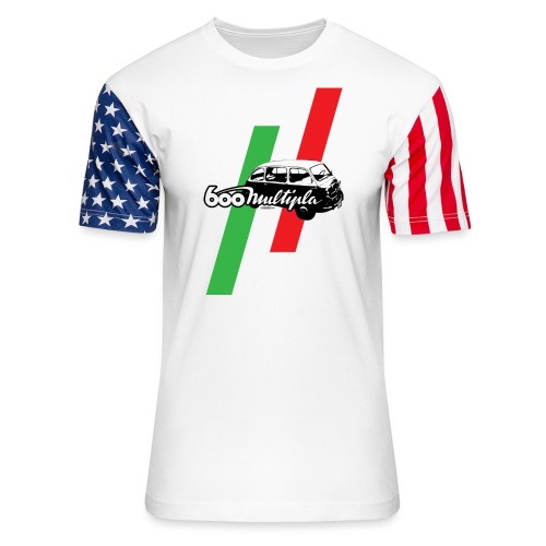 Fiat 600 Multipla script and illustration - - Unisex Stars & Stripes T-Shirt