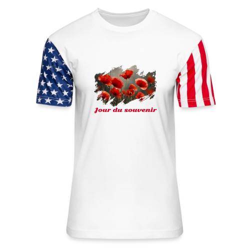 Remembrance Day with Poppies - Unisex Stars & Stripes T-Shirt