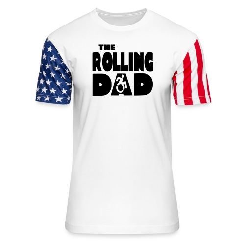Rolling dad in a wheelchair - Unisex Stars & Stripes T-Shirt