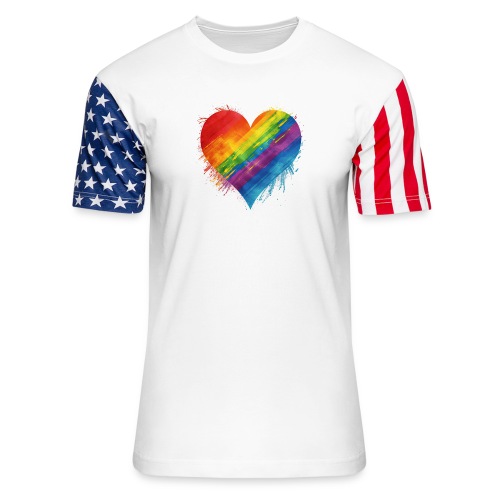 Watercolor Rainbow Pride Heart - LGBTQ LGBT Pride - Unisex Stars & Stripes T-Shirt