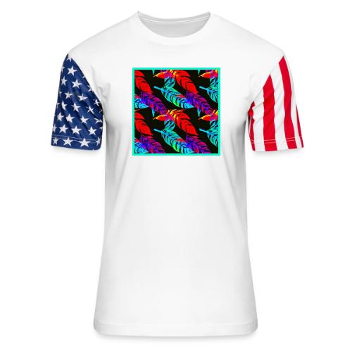 Neon Luminous Foliage Elegance - Unisex Stars & Stripes T-Shirt