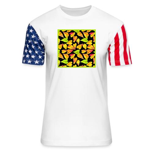 Neon Leaf Art Elegance - Unisex Stars & Stripes T-Shirt