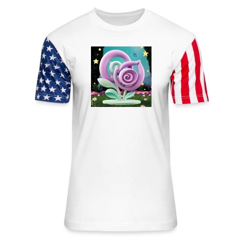 Lila Bloom | Double Floral Eco-Inspired Art - Unisex Stars & Stripes T-Shirt