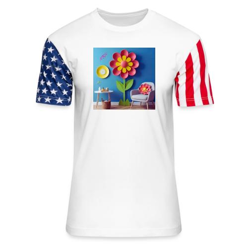 Flower design and harmony of environmental well-be - Unisex Stars & Stripes T-Shirt