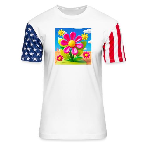 Pink Floral Peace | Sky & Nature Design - Unisex Stars & Stripes T-Shirt
