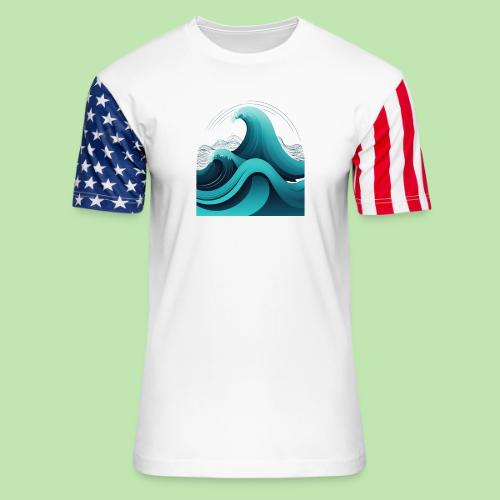 Dynamic Ocean Wave Illustration - Unisex Stars & Stripes T-Shirt