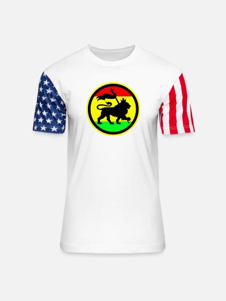 Rasta Lion - Unisex Stars & Stripes T-Shirt - white