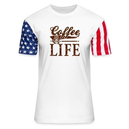 Coffee Is Life Retro Grunge Tee - Unisex Stars & Stripes T-Shirt