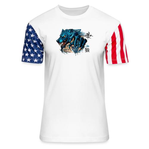 Blue Wolf Graffiti Street Art - Unisex Stars & Stripes T-Shirt