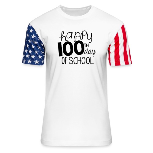 Happy 100th Day of School Chalk Teacher T-Shirt - Unisex Stars & Stripes T-Shirt