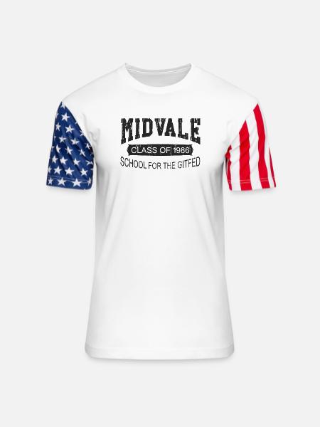 Midvale School for the Gifted Gary Larson the Far - Unisex Stars & Stripes T-Shirt - white