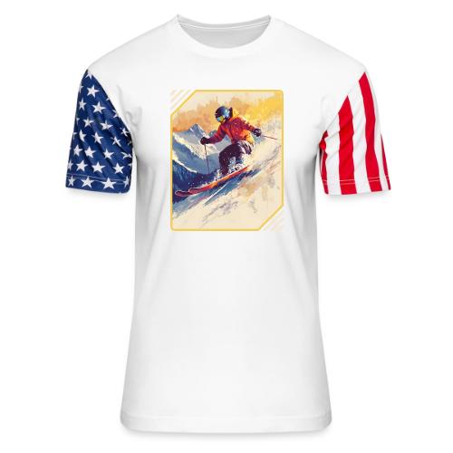 Skiing Through Snow Dreams - Unisex Stars & Stripes T-Shirt