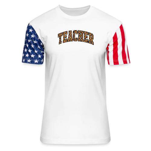Leopard Print Teacher Typography - Unisex Stars & Stripes T-Shirt