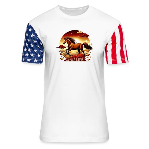 Year of the Horse Sunrise T Shirt, Lunar New Year - Unisex Stars & Stripes T-Shirt
