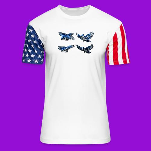Silver Blue Jay Flight Stages - Unisex Stars & Stripes T-Shirt