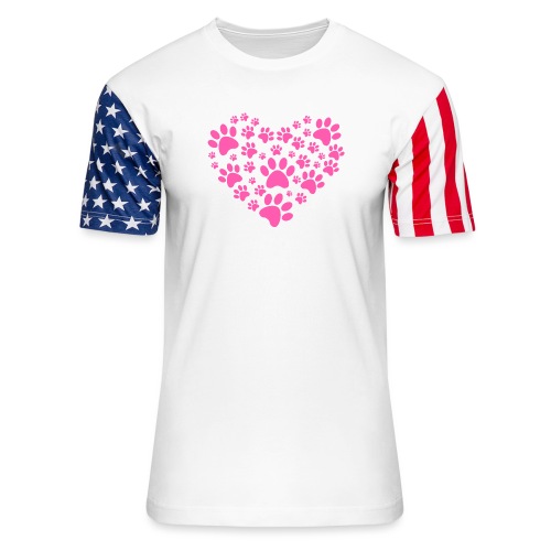 Paw Print Heart Dog Shirts - Unisex Stars & Stripes T-Shirt